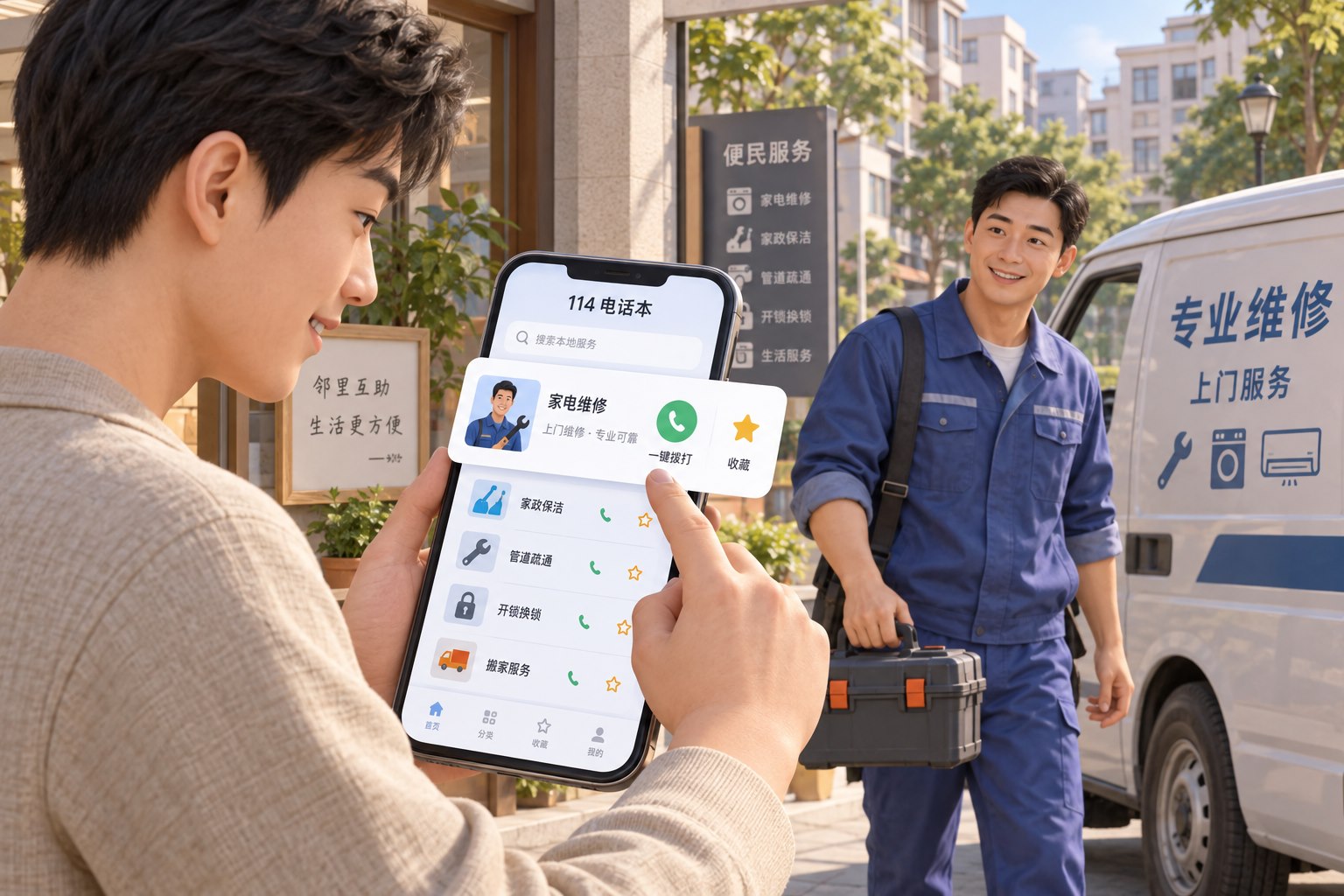 114电话本功能场景：中国街区便民服务场景