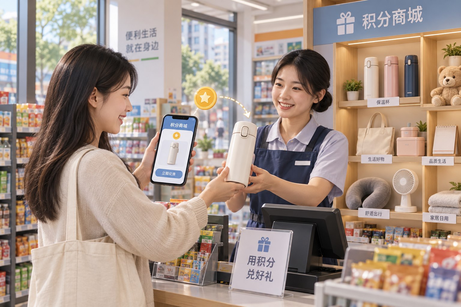 积分商城功能场景：中国社区便利店积分礼品柜