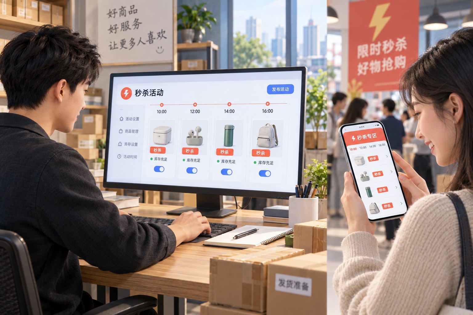 秒杀活动功能场景：中国商家配置一期秒杀活动