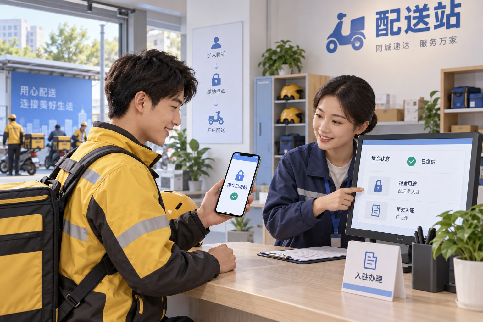 押金功能功能场景：中国配送站新人办理入驻