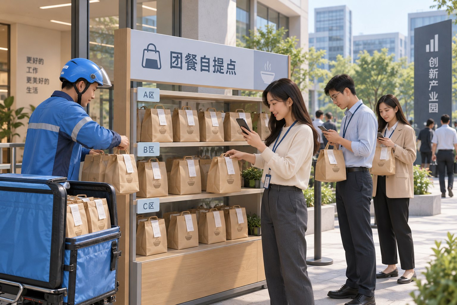 团餐/自提点功能场景：中国办公园区集中团餐交付点