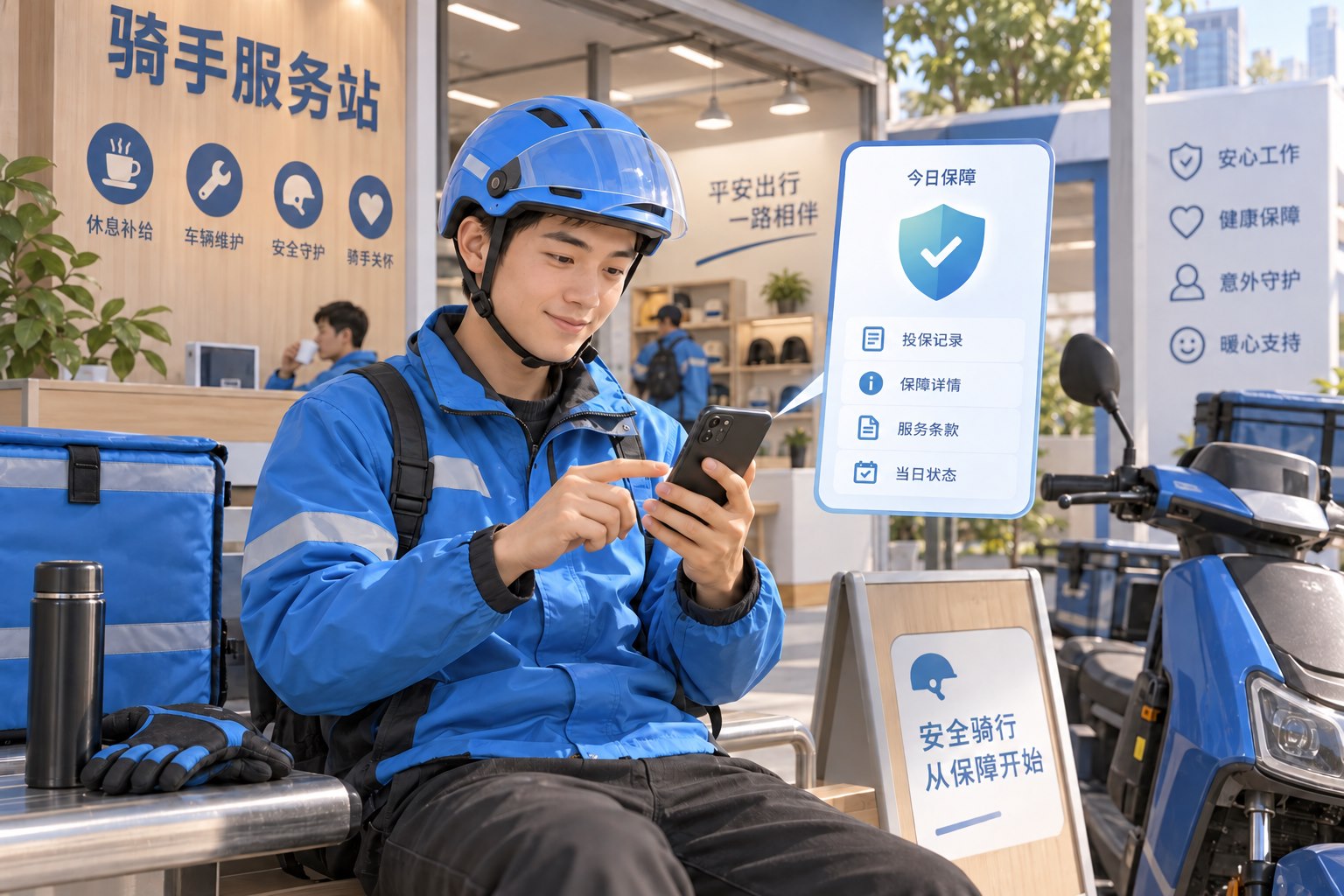 配送员保障功能场景：中国骑手服务站